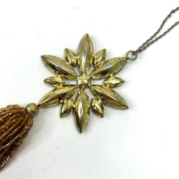 Jewelry Christmas Tree Ornament Glass Star Burst with Glass Bead Tassel - Picture 3 of 8